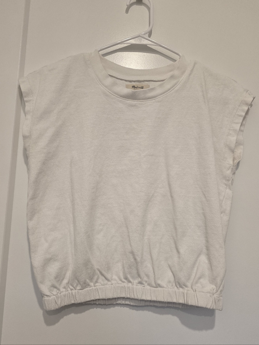 Madwell Cotton Boxy White Tee With Elastic Waist
